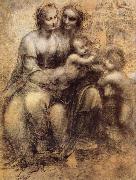 Leonardo  Da Vinci Virgin and Child with St Anne and St John the Baptist oil painting artist